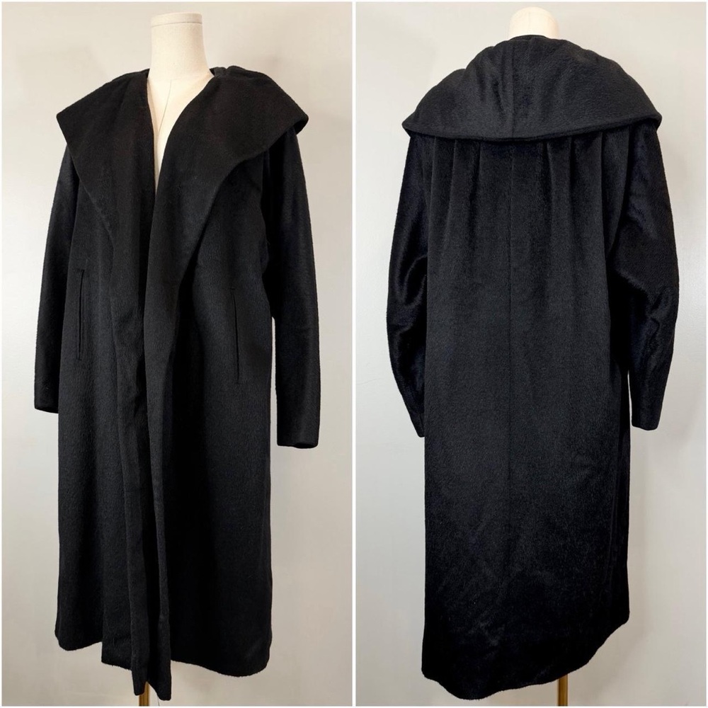 Vintage 1940s / 1950s Black Swing Coat Opera Glamorous Dramatic 40s 50s Wool